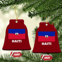 Vintage Distressed Haiti Flag Ceramic Ornament Haitian Heritage Pride