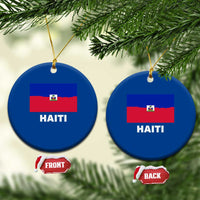 Vintage Distressed Haiti Flag Ceramic Ornament Haitian Heritage Pride