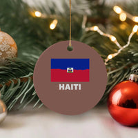 Vintage Distressed Haiti Flag Ceramic Ornament Haitian Heritage Pride