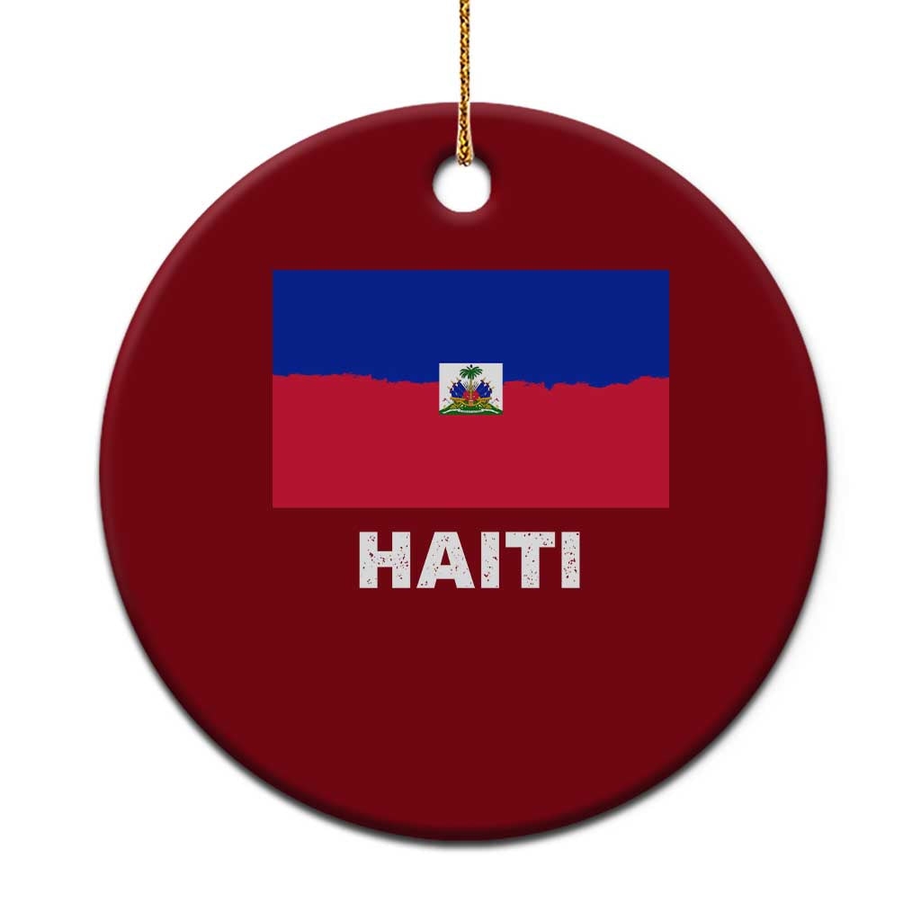 Vintage Distressed Haiti Flag Ceramic Ornament Haitian Heritage Pride