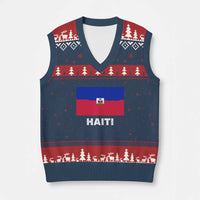 Vintage Distressed Haiti Flag V-Neck Knit Sweater Vest Haitian Heritage Pride
