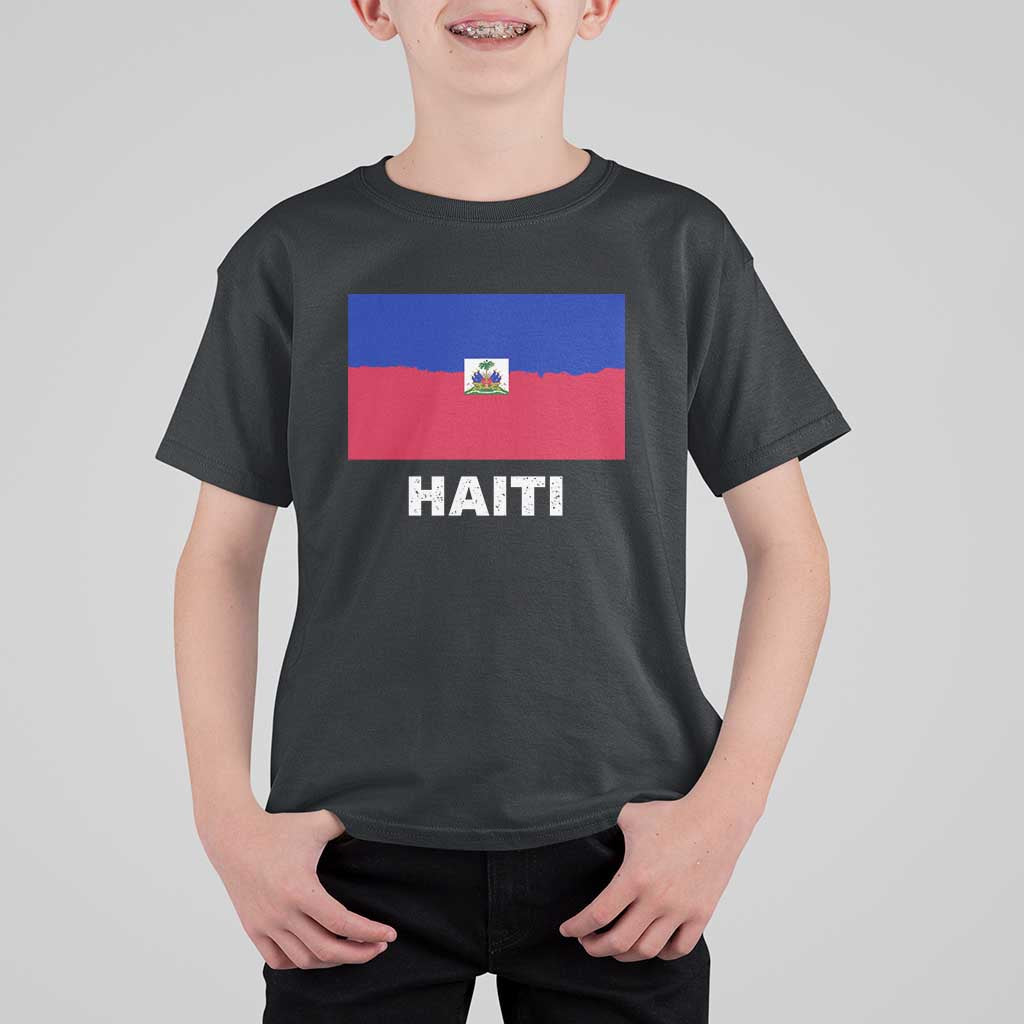 Vintage Distressed Haiti Flag T Shirt For Kid Haitian Heritage Pride