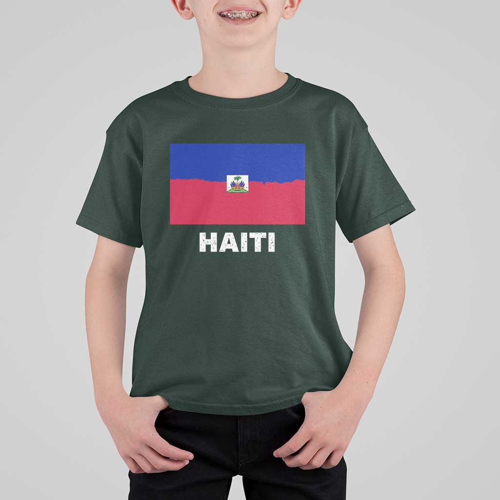Vintage Distressed Haiti Flag T Shirt For Kid Haitian Heritage Pride