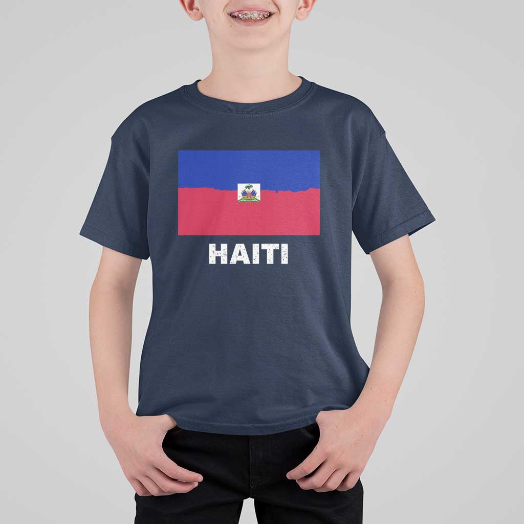 Vintage Distressed Haiti Flag T Shirt For Kid Haitian Heritage Pride