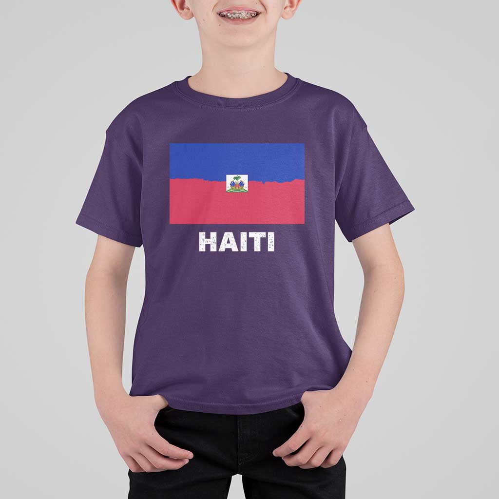 Vintage Distressed Haiti Flag T Shirt For Kid Haitian Heritage Pride