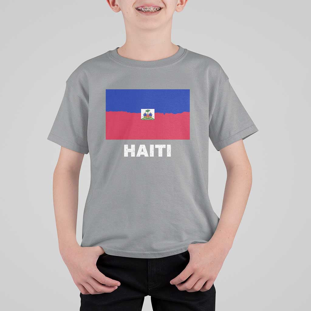 Vintage Distressed Haiti Flag T Shirt For Kid Haitian Heritage Pride