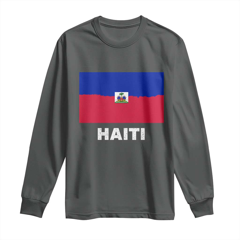 Vintage Distressed Haiti Flag Long Sleeve Shirt Haitian Heritage Pride