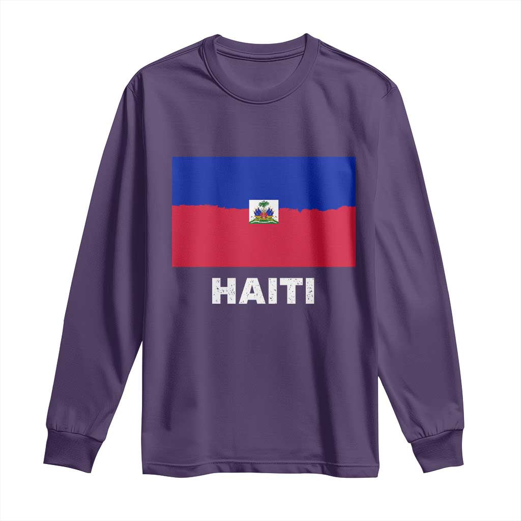 Vintage Distressed Haiti Flag Long Sleeve Shirt Haitian Heritage Pride
