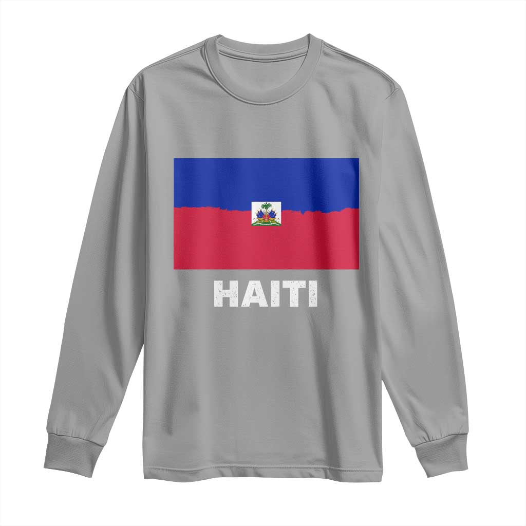Vintage Distressed Haiti Flag Long Sleeve Shirt Haitian Heritage Pride