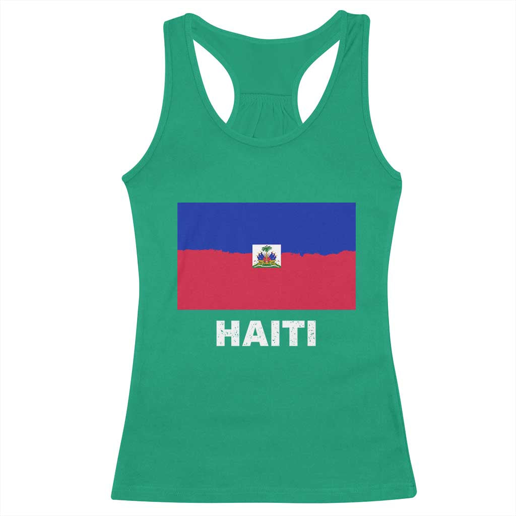 Vintage Distressed Haiti Flag Racerback Tank Top Haitian Heritage Pride
