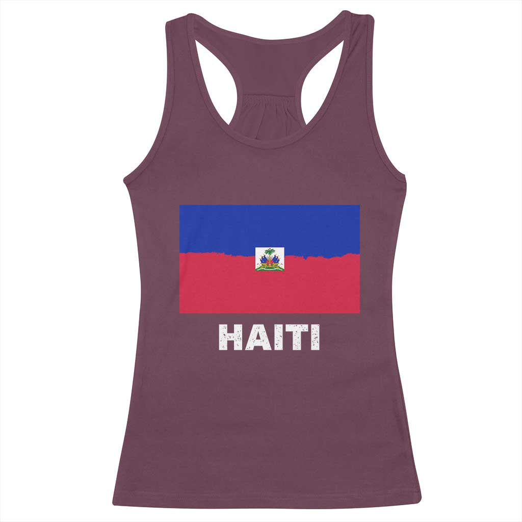 Vintage Distressed Haiti Flag Racerback Tank Top Haitian Heritage Pride