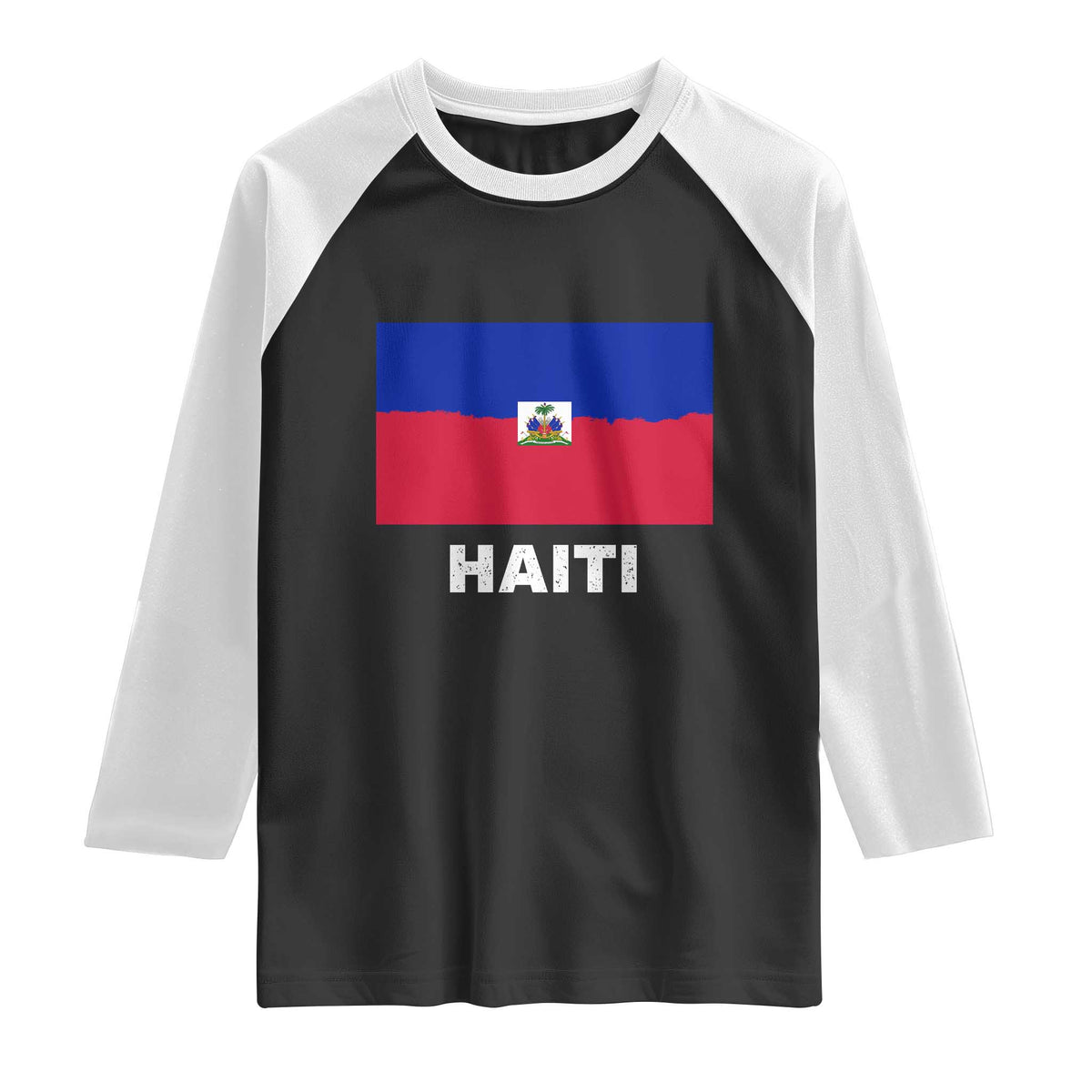 Vintage Distressed Haiti Flag Raglan Shirt Haitian Heritage Pride