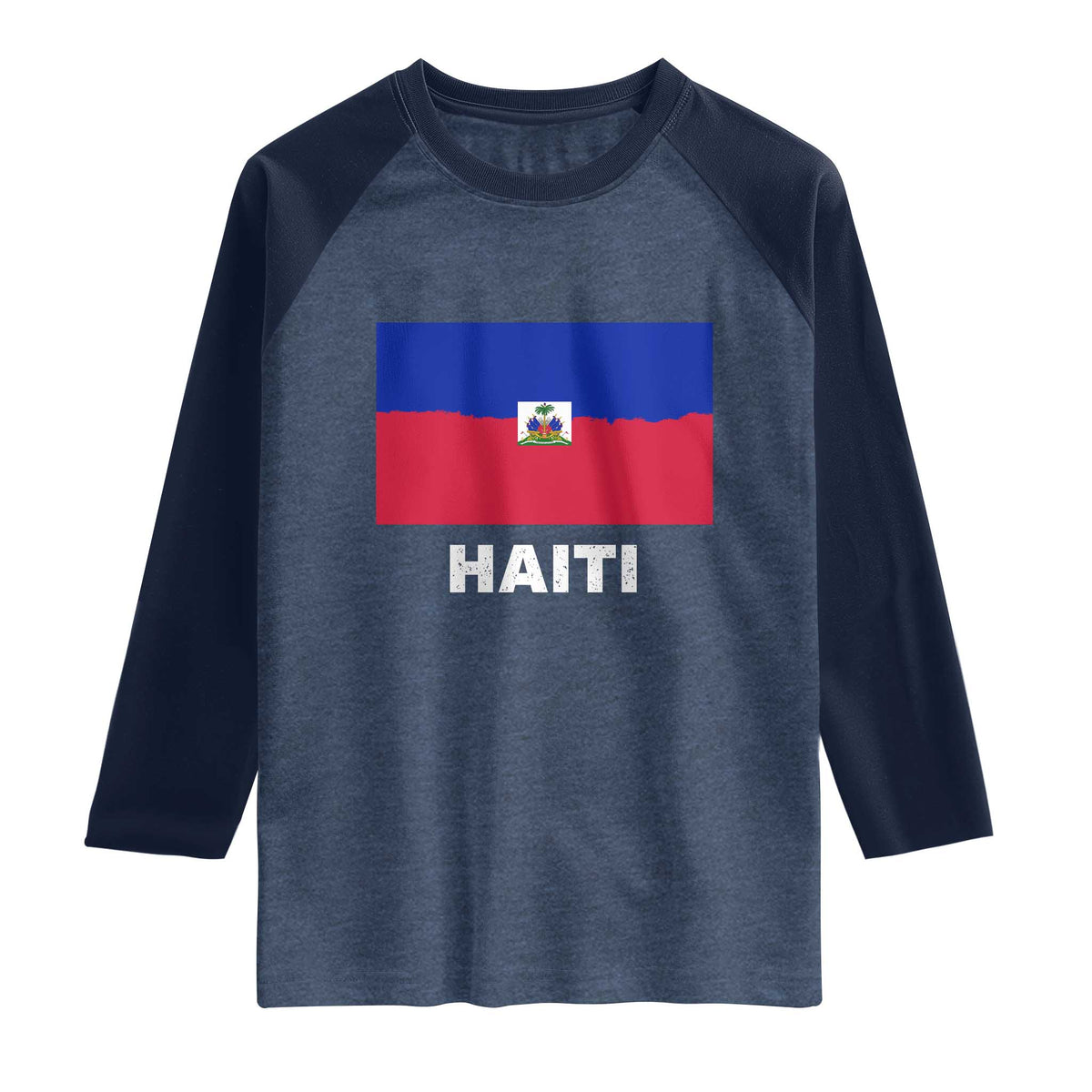 Vintage Distressed Haiti Flag Raglan Shirt Haitian Heritage Pride