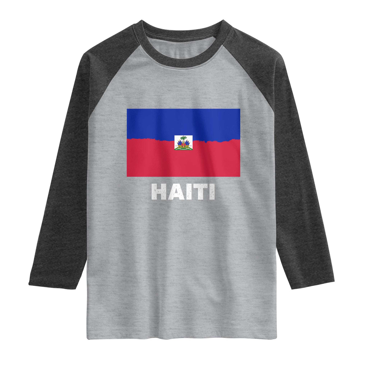 Vintage Distressed Haiti Flag Raglan Shirt Haitian Heritage Pride