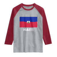 Vintage Distressed Haiti Flag Raglan Shirt Haitian Heritage Pride