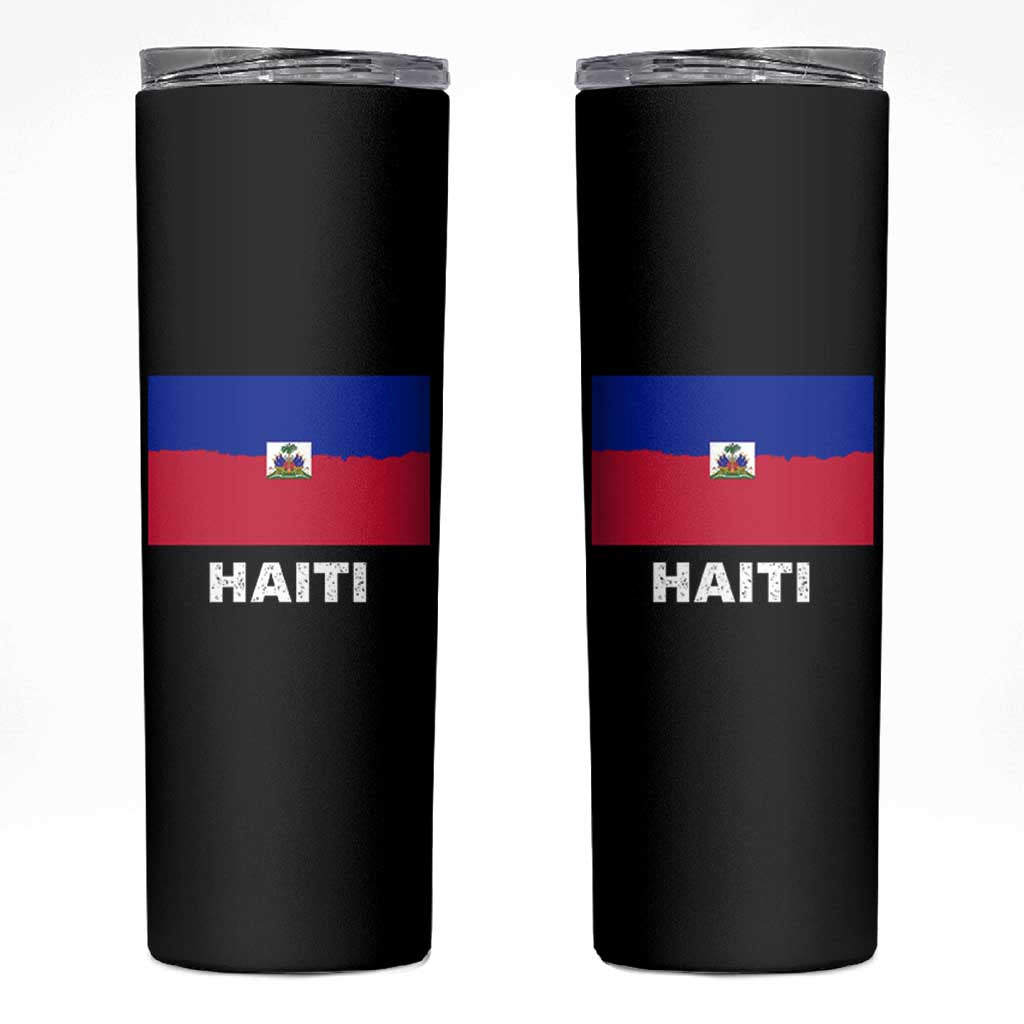 Vintage Distressed Haiti Flag Skinny Tumbler Haitian Heritage Pride