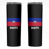Vintage Distressed Haiti Flag Skinny Tumbler Haitian Heritage Pride