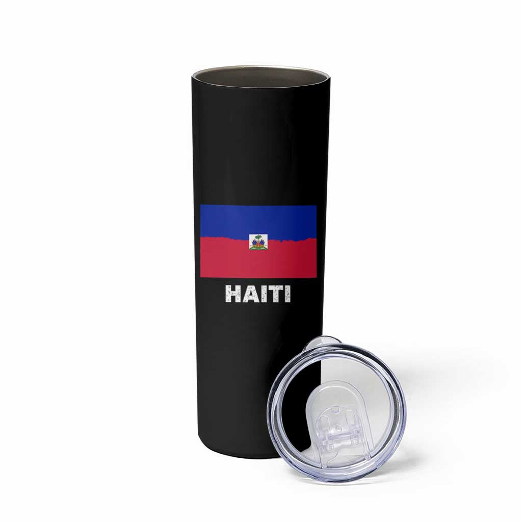Vintage Distressed Haiti Flag Skinny Tumbler Haitian Heritage Pride