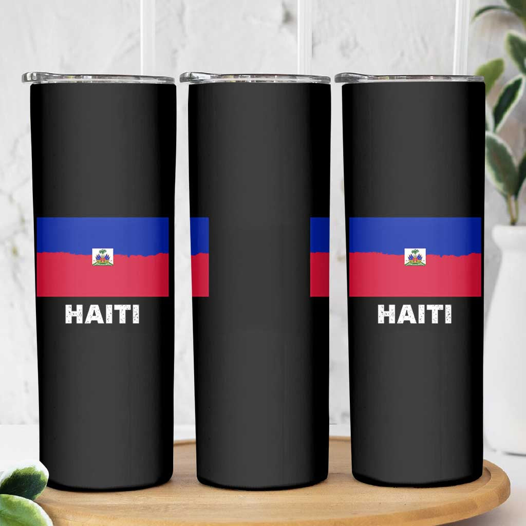 Vintage Distressed Haiti Flag Skinny Tumbler Haitian Heritage Pride
