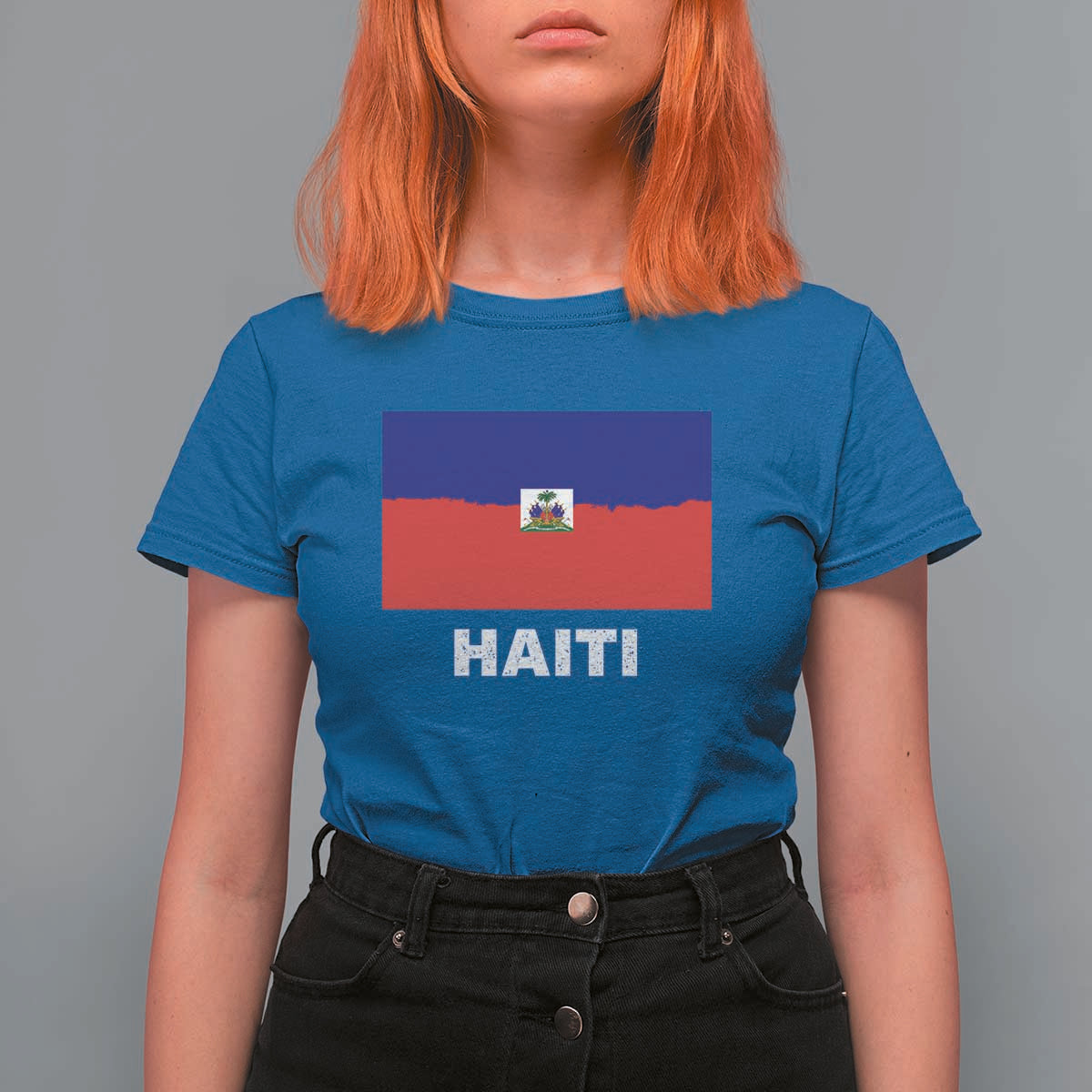 Vintage Distressed Haiti Flag T Shirt For Women Haitian Heritage Pride