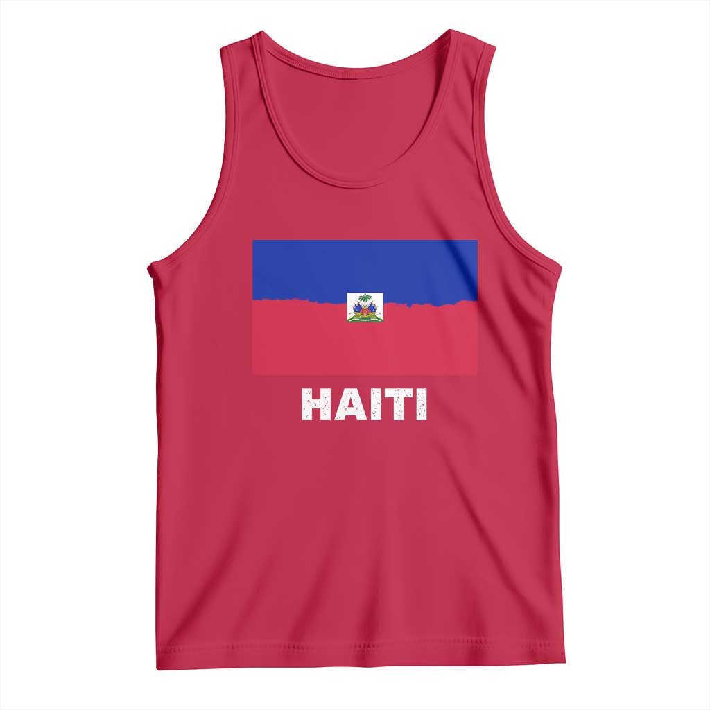 Vintage Distressed Haiti Flag Tank Top Haitian Heritage Pride