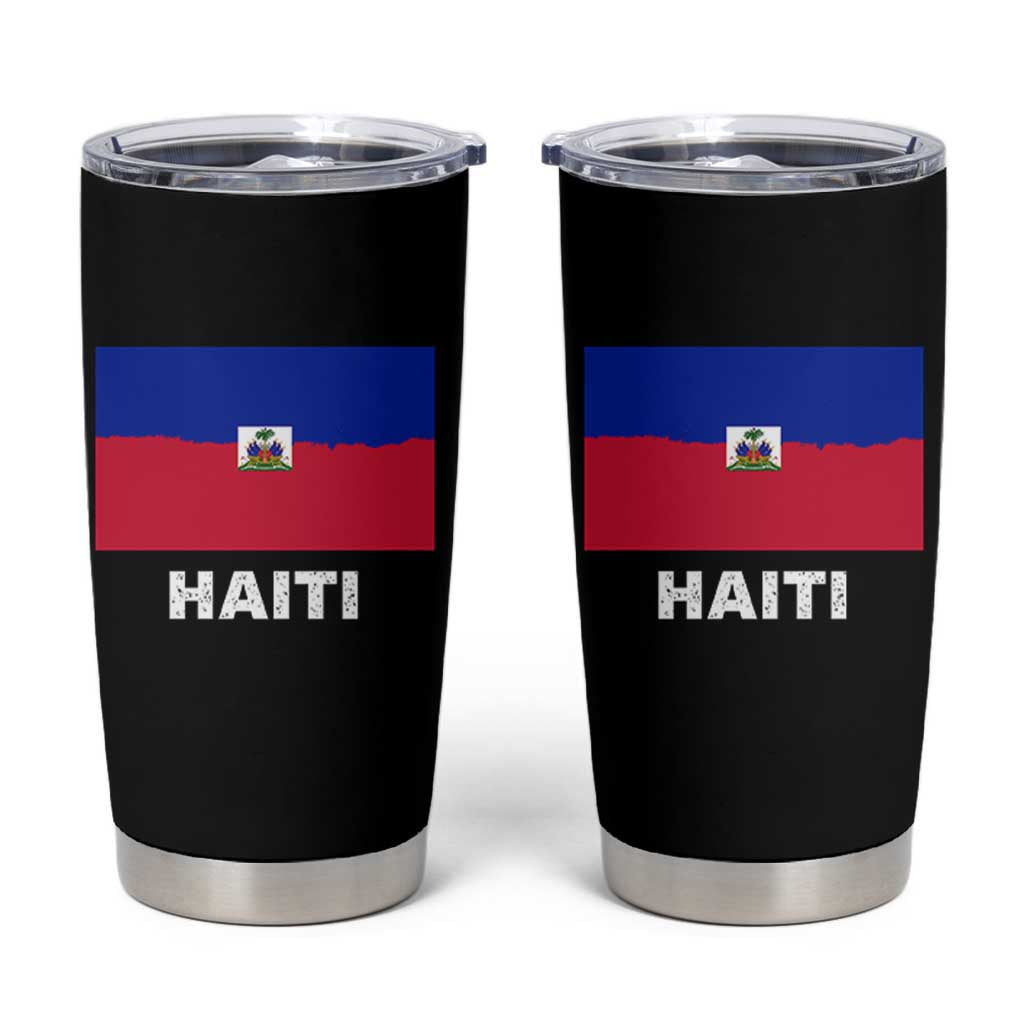 Vintage Distressed Haiti Flag Tumbler Cup Haitian Heritage Pride