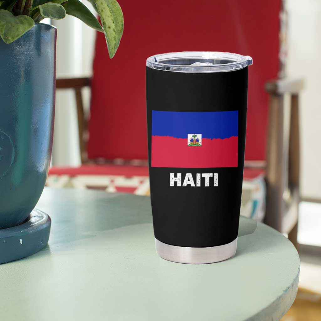 Vintage Distressed Haiti Flag Tumbler Cup Haitian Heritage Pride