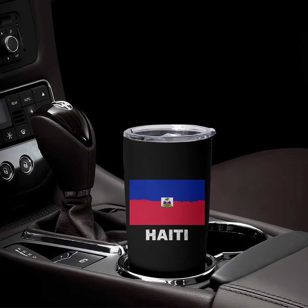 Vintage Distressed Haiti Flag Tumbler Cup Haitian Heritage Pride
