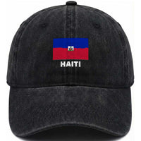 Vintage Distressed Haiti Flag Washed Cotton Baseball Cap Haitian Heritage Pride