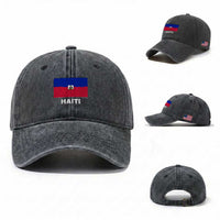Vintage Distressed Haiti Flag Washed Cotton Baseball Cap Haitian Heritage Pride