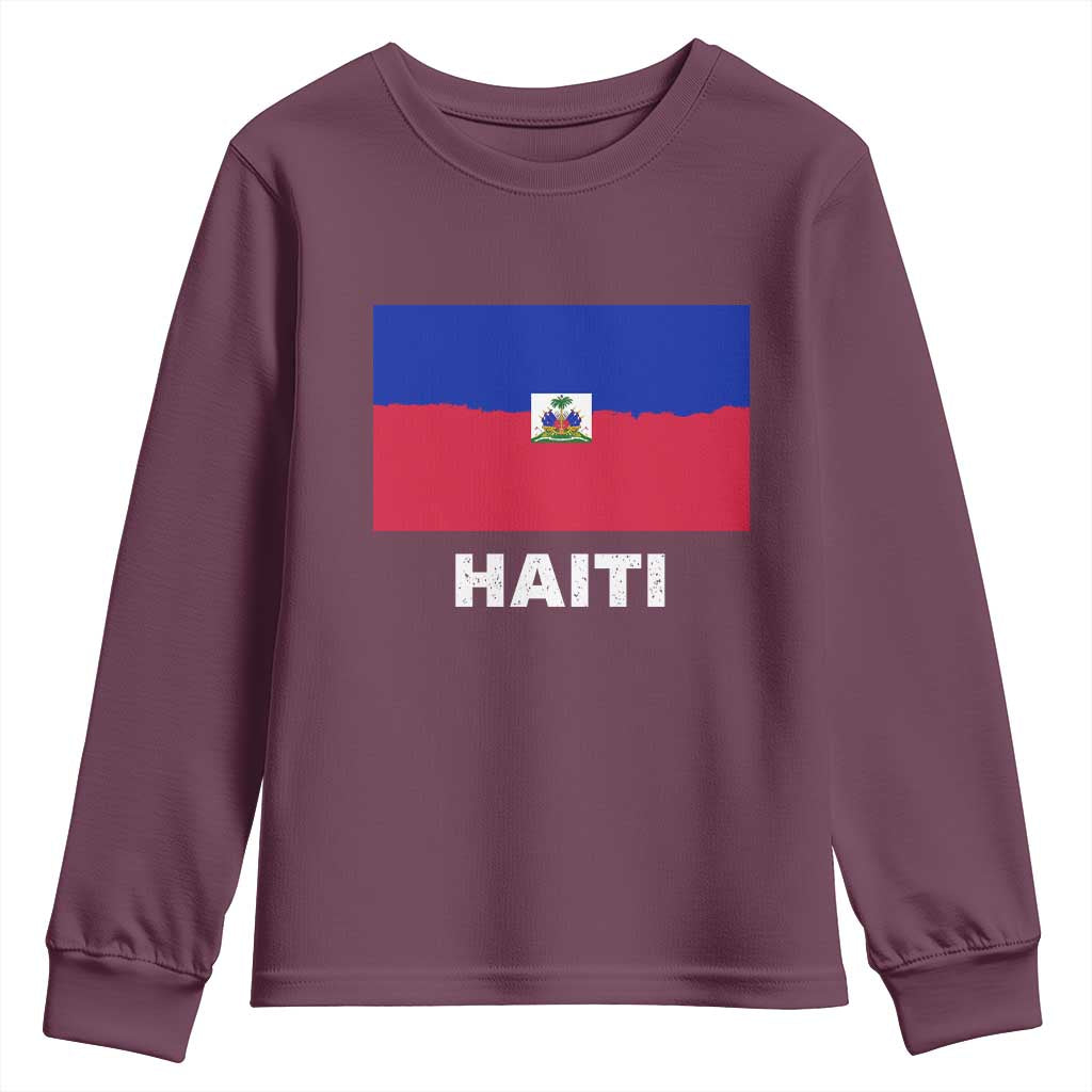 Vintage Distressed Haiti Flag Youth Sweatshirt Haitian Heritage Pride