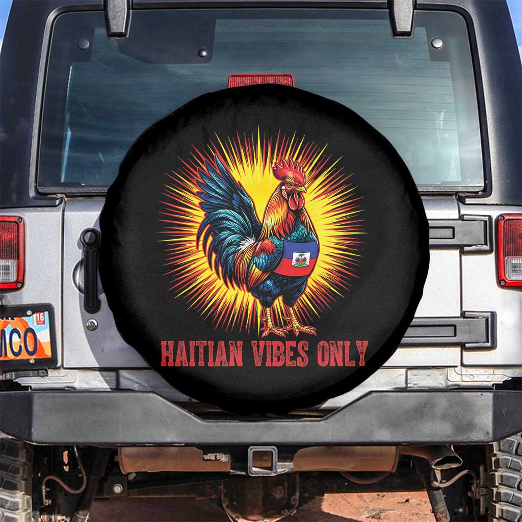 Proud Haitian Rooster Flag Spare Tire Cover Majestic National Symbol Haiti Heritage Pride