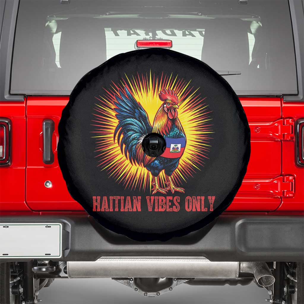 Proud Haitian Rooster Flag Spare Tire Cover Majestic National Symbol Haiti Heritage Pride