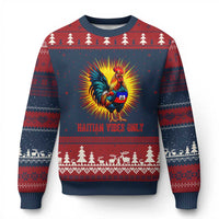 Proud Haitian Rooster Flag Ugly Christmas Sweater Majestic National Symbol Haiti Heritage Pride