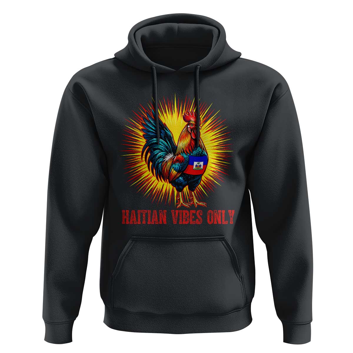 Proud Haitian Rooster Flag Hoodie Majestic National Symbol Haiti Heritage Pride