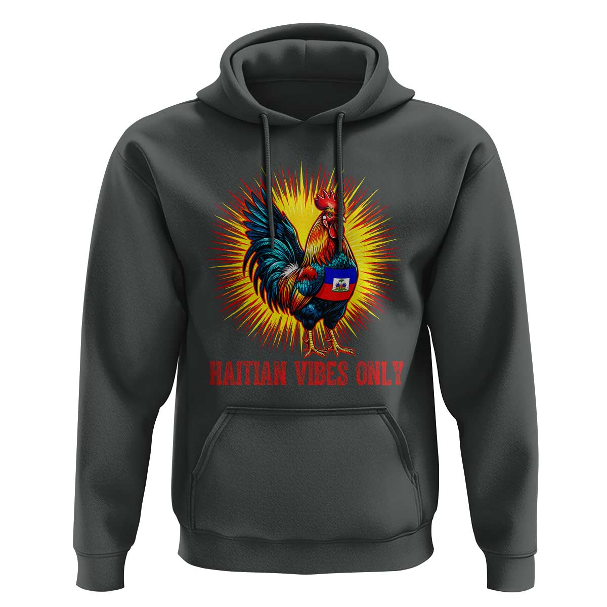 Proud Haitian Rooster Flag Hoodie Majestic National Symbol Haiti Heritage Pride