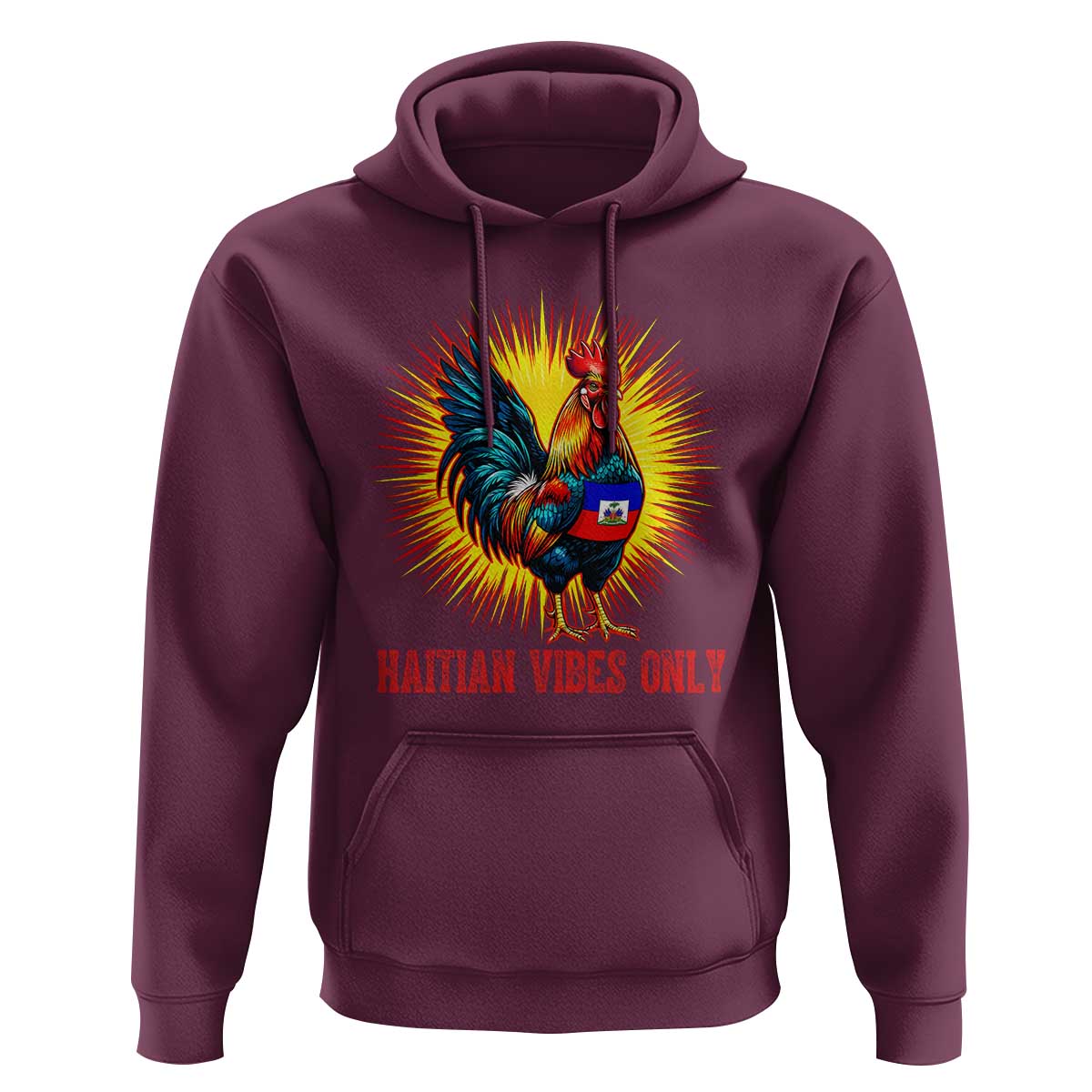 Proud Haitian Rooster Flag Hoodie Majestic National Symbol Haiti Heritage Pride