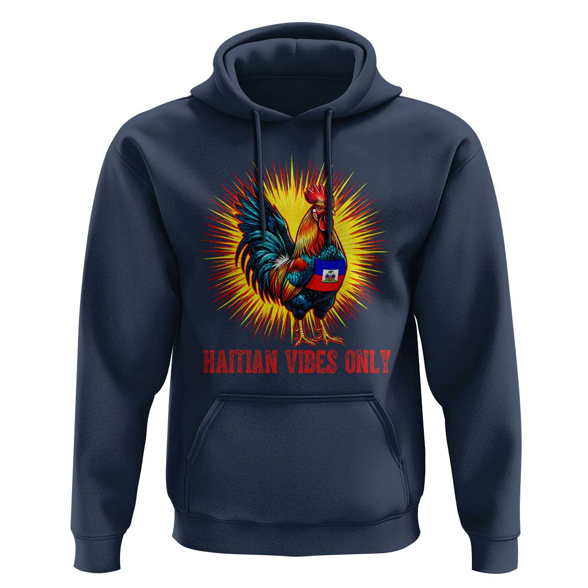 Proud Haitian Rooster Flag Hoodie Majestic National Symbol Haiti Heritage Pride