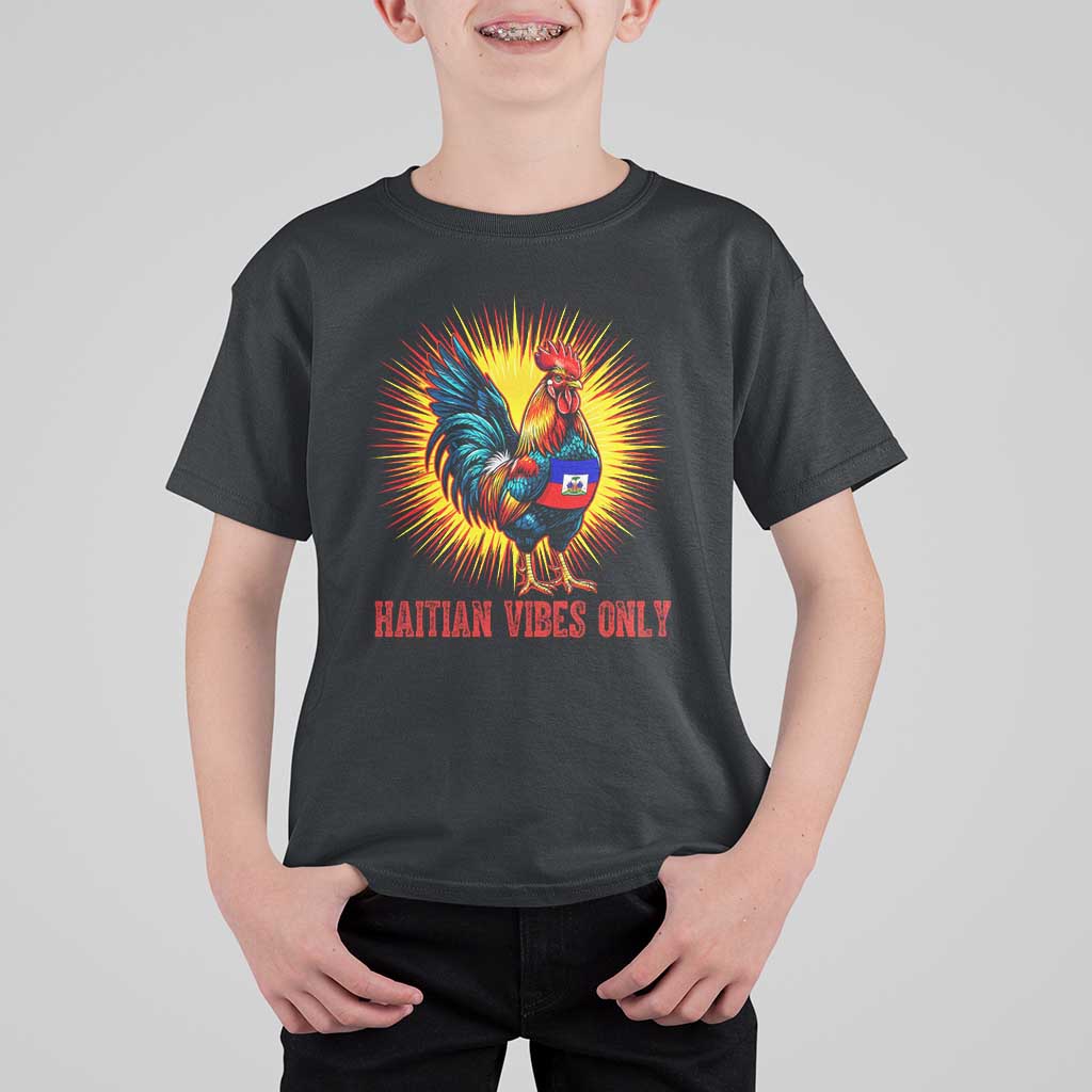 Proud Haitian Rooster Flag T Shirt For Kid Majestic National Symbol Haiti Heritage Pride