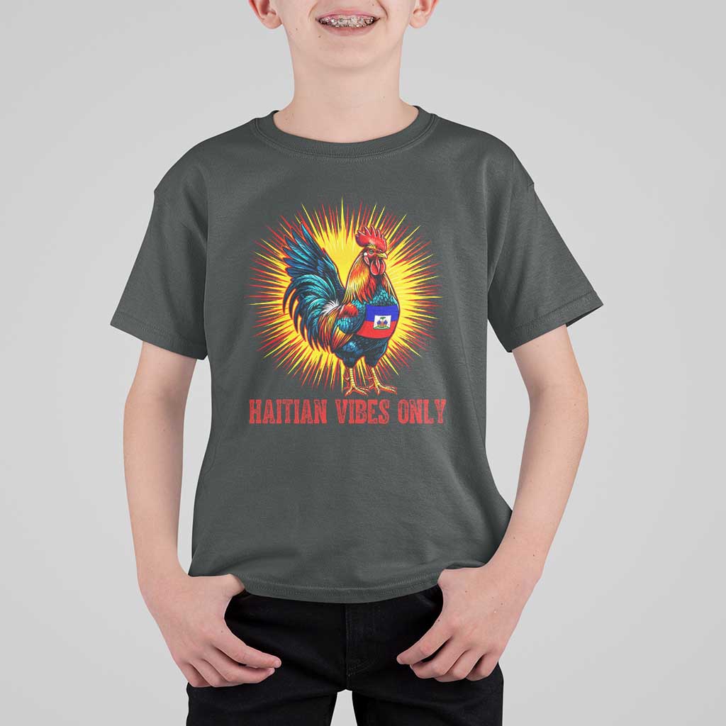 Proud Haitian Rooster Flag T Shirt For Kid Majestic National Symbol Haiti Heritage Pride