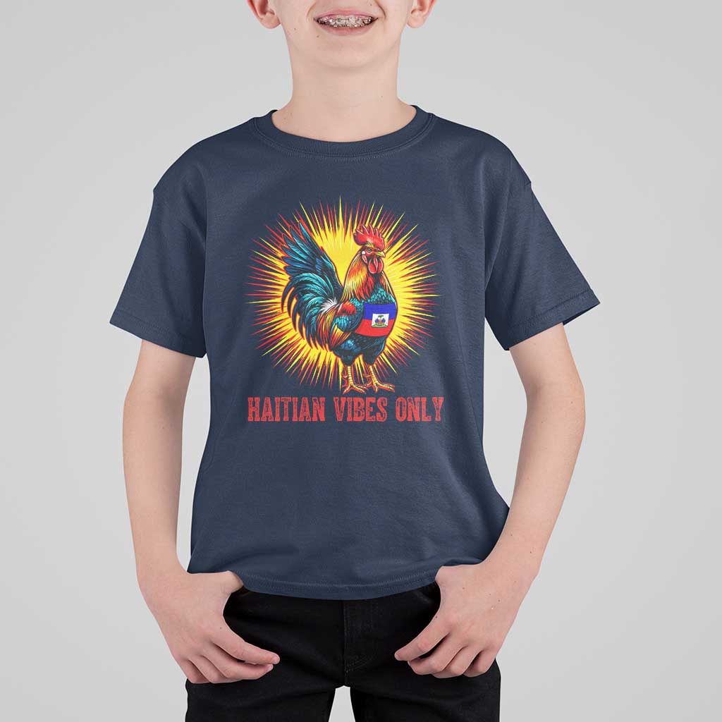 Proud Haitian Rooster Flag T Shirt For Kid Majestic National Symbol Haiti Heritage Pride