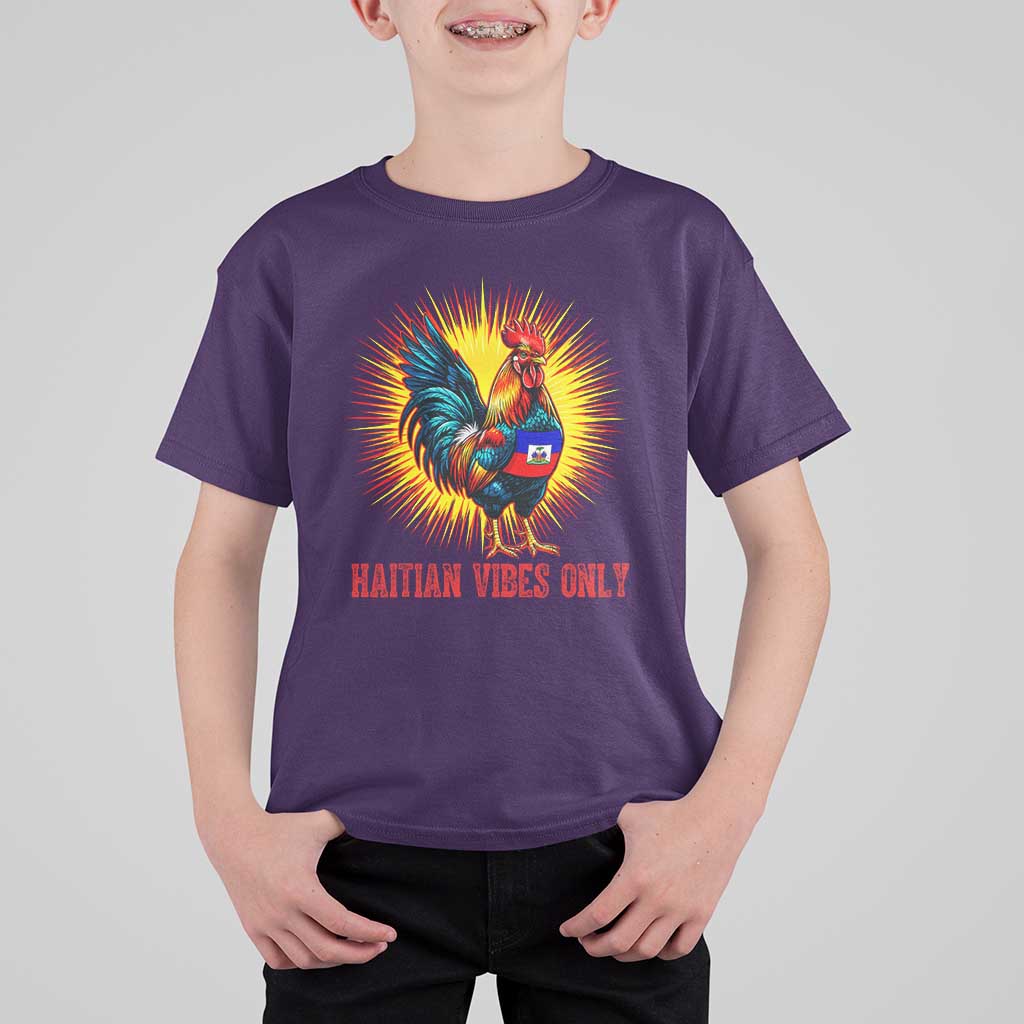 Proud Haitian Rooster Flag T Shirt For Kid Majestic National Symbol Haiti Heritage Pride