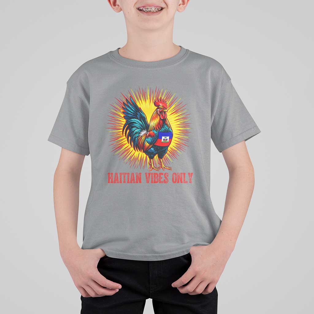 Proud Haitian Rooster Flag T Shirt For Kid Majestic National Symbol Haiti Heritage Pride