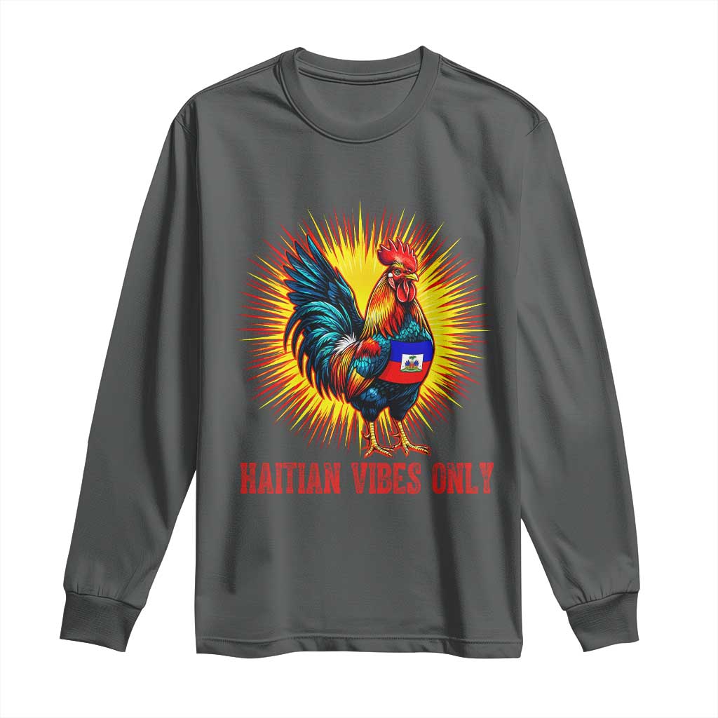 Proud Haitian Rooster Flag Long Sleeve Shirt Majestic National Symbol Haiti Heritage Pride