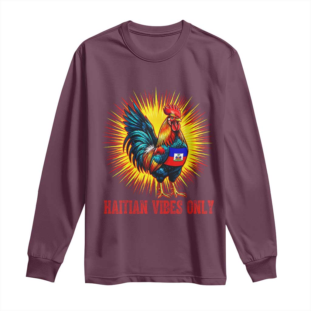 Proud Haitian Rooster Flag Long Sleeve Shirt Majestic National Symbol Haiti Heritage Pride