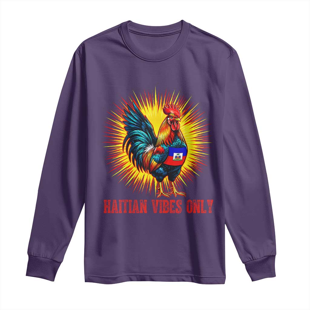 Proud Haitian Rooster Flag Long Sleeve Shirt Majestic National Symbol Haiti Heritage Pride
