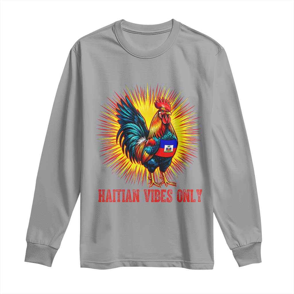 Proud Haitian Rooster Flag Long Sleeve Shirt Majestic National Symbol Haiti Heritage Pride
