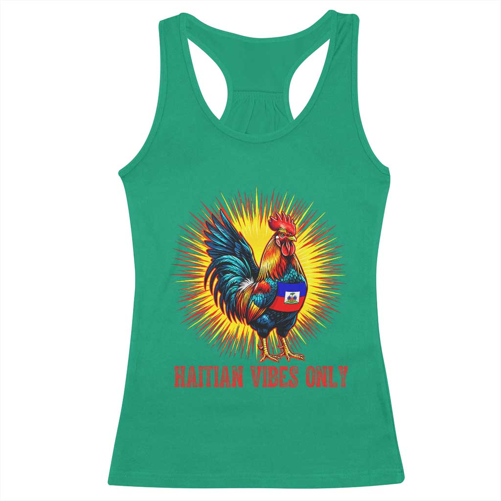 Proud Haitian Rooster Flag Racerback Tank Top Majestic National Symbol Haiti Heritage Pride
