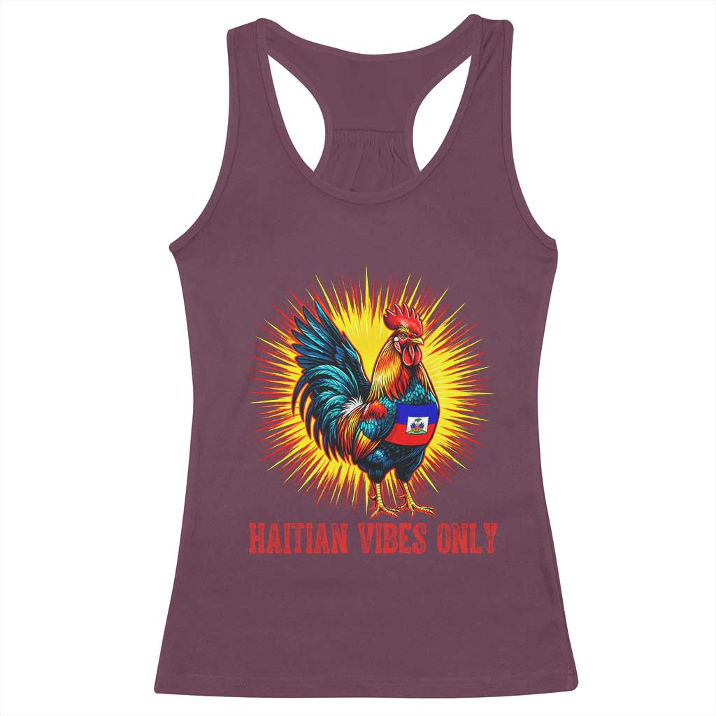 Proud Haitian Rooster Flag Racerback Tank Top Majestic National Symbol Haiti Heritage Pride