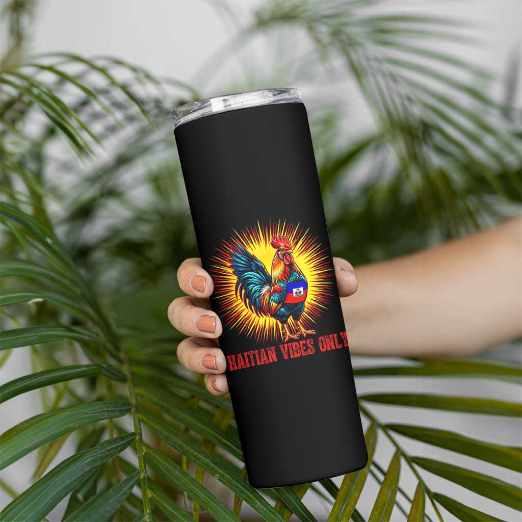 Proud Haitian Rooster Flag Skinny Tumbler Majestic National Symbol Haiti Heritage Pride